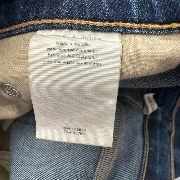 Rag & Bone Dre Capri Relaxed Raw Hem Knee Tear Jean in Dia Wash size 25 - Picture 11 of 12